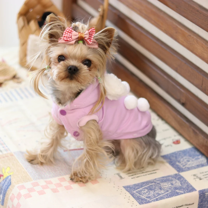 Little Balls Lovely Ear Yorkie Fleece Thick Coat Jackets Hoodies Clothing Chihuahua Dogs Products Pet Cats Autumn Winter 17ZF162 | Дом и сад
