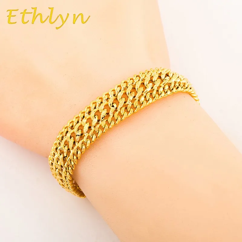 Ethlyn цвет медно-золотой браслет Для мужчин ювелирные изделия Золото Цвет рок-н-в стиле хип-хоп ювелирные изделия оптом B004