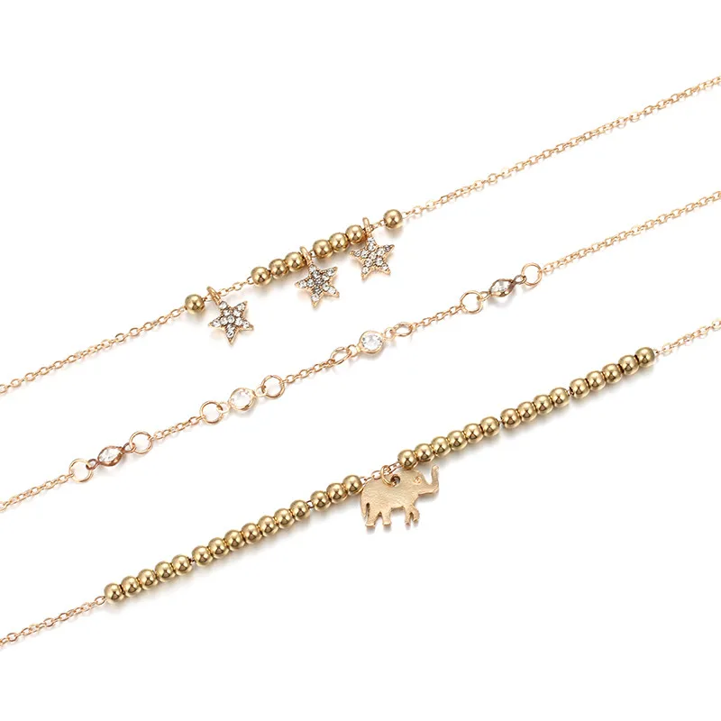 Модный простой стиль горный хрусталь звезда ножной браслет Лето Горячий пляж