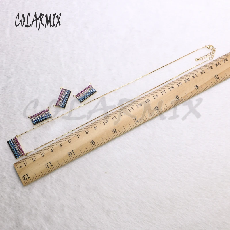 

6 Pcs High quality colorful Rectangle zircon pendant necklace jewelry gift for lady for lady pendant wholesale jewelry5503