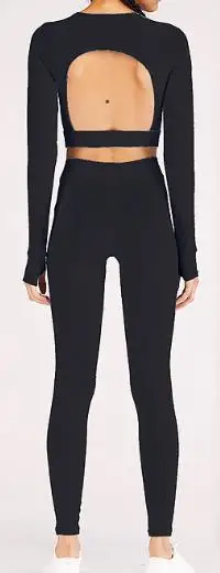 Black Midou Набор для йоги фитнес Kleding теннис рубашка+ Broek бег плотно бег Леггинсы для йоги и тренировок пикантные с длинным рукавом спортивный костюм - Цвет: Black