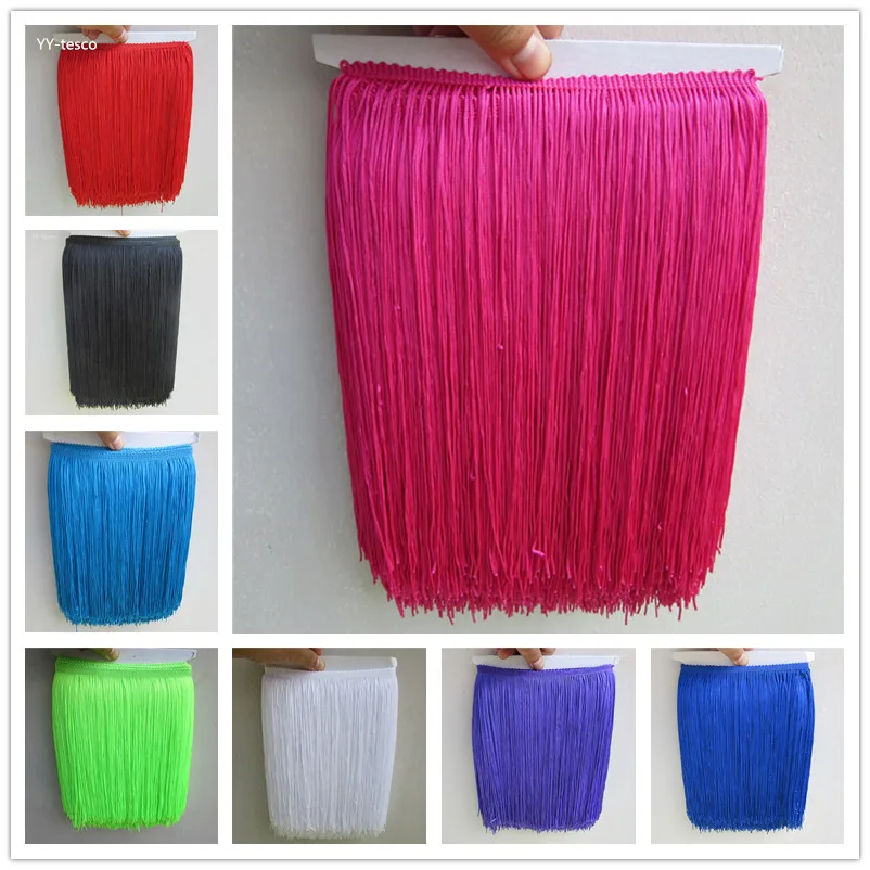 

100yards/lot 25CM Polyester Fringe Trimming Borlas Tassel Lace For Latin Dress Samba Stage zakka patchwork textile Curtain lace