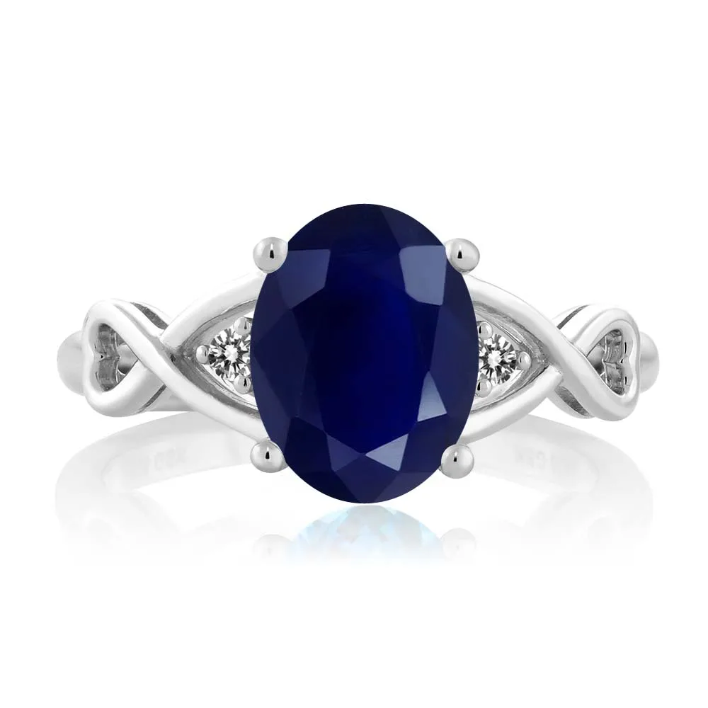GemStoneKing 2 56 Ct Овальный натуральный голубой сапфир белые обручальные кольца с