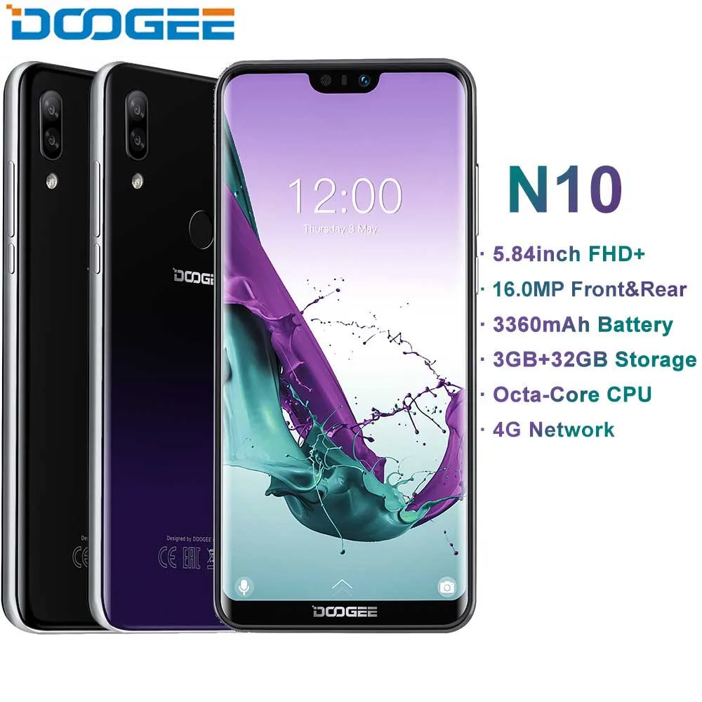 DOOGEE N10 мобильного телефона Android 8 1 Восьмиядерный 3 GB Оперативная память 32 ГБ