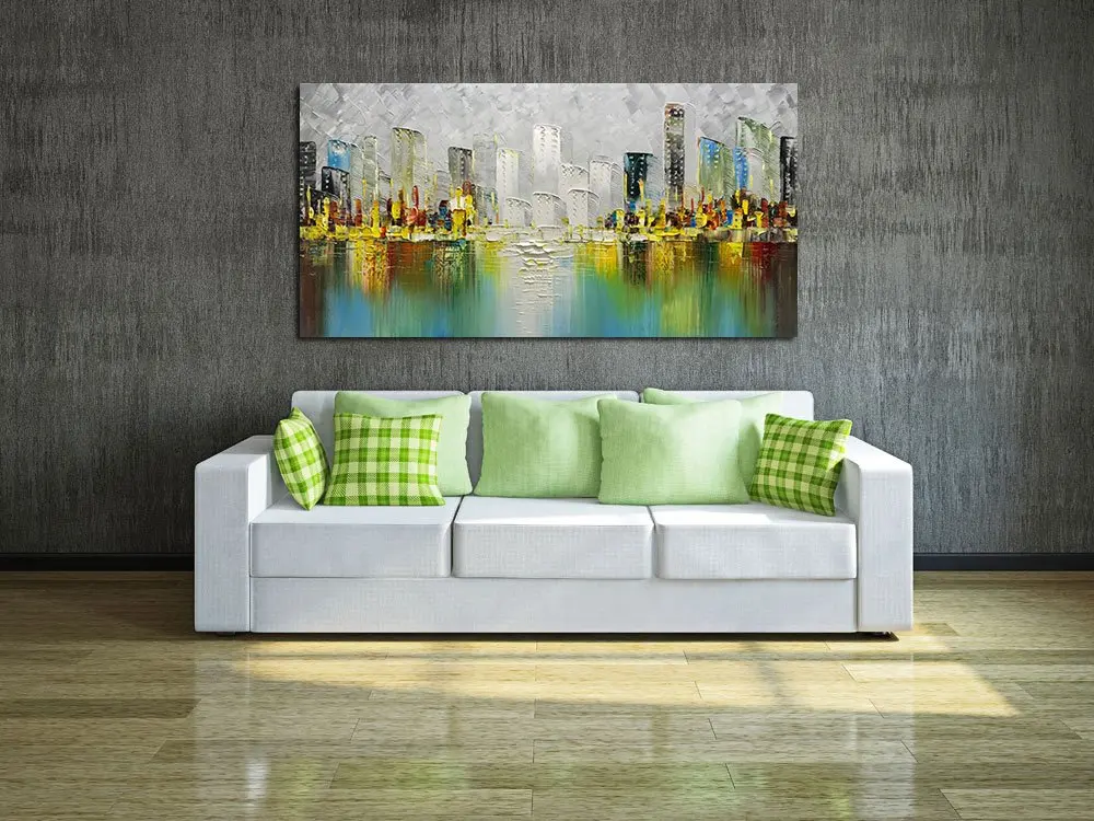 Hand painted thick knife oil painting Texture landscape modern home decor abstract wall art picture for living room on canvas | Дом и сад