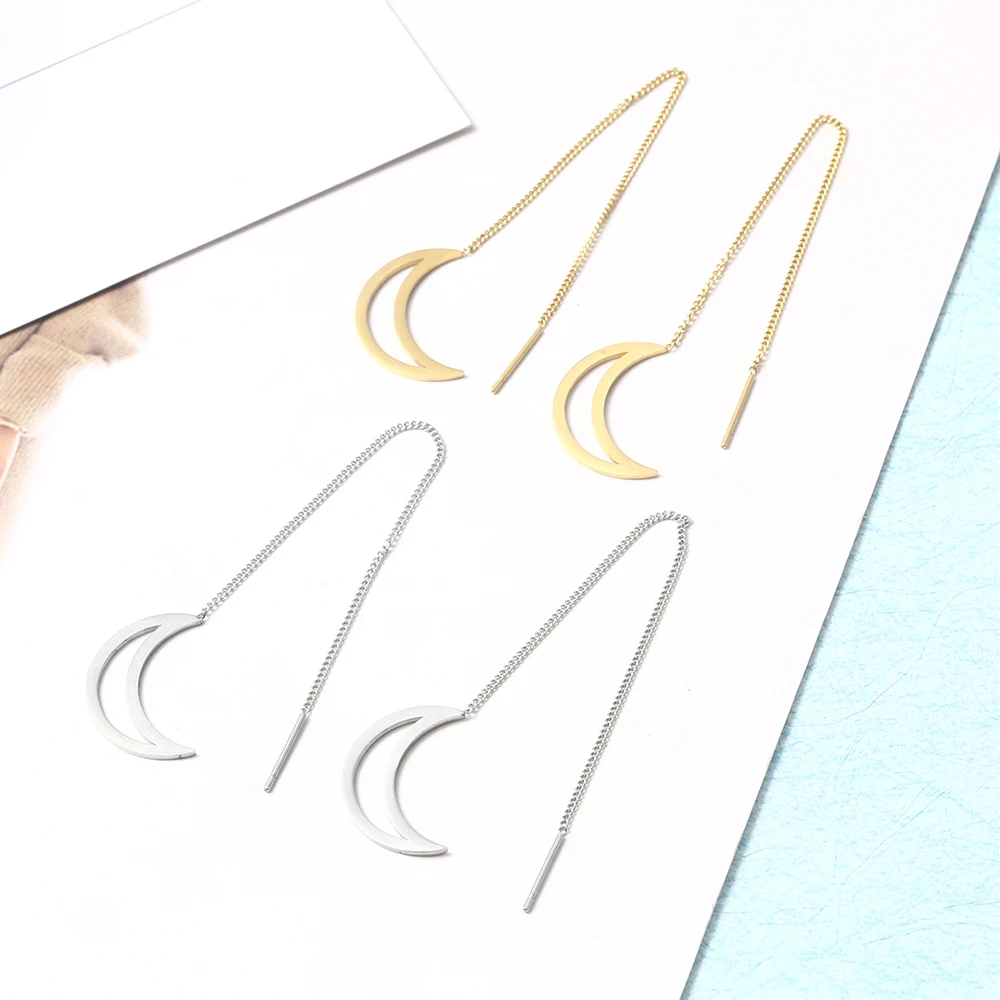 Серьги из нержавеющей стали геометрические украшения минималистичная луна