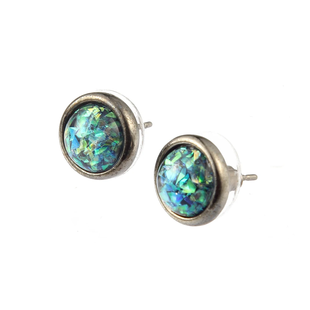 Женские блестящие серьги-гвоздики из смолы доступны в трех цветах красные синие