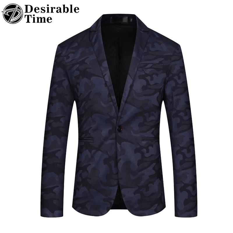 Slim Fit камуфляж пиджак Для мужчин плюс Размеры 4XL 5XL модные s Повседневное пиджаки