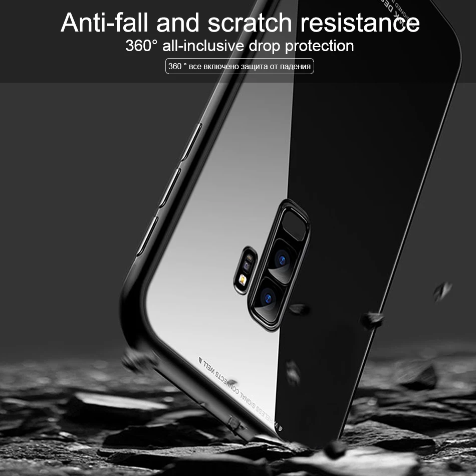 Магнитная Адсорбция металлический чехол для samsung Galaxy S9 S8 s10 плюс S7edge Note 8 9 M20 A30 J6 J4 закаленное Стекло задняя Flip360 крышка
