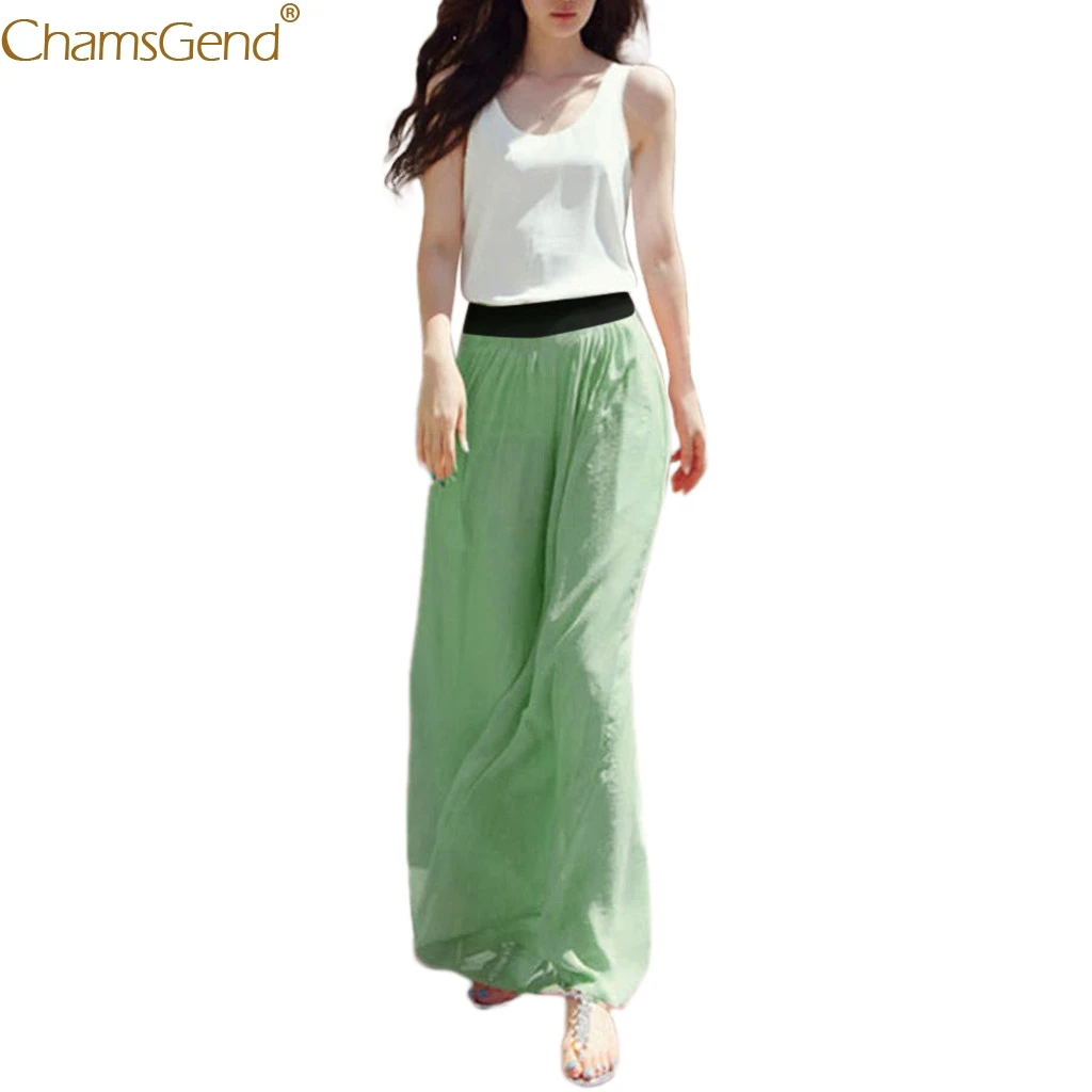 Stretch High Waist Maxi Skirt Chiffon Skirts For Women Plain Pleated Long Womens May | Женская одежда