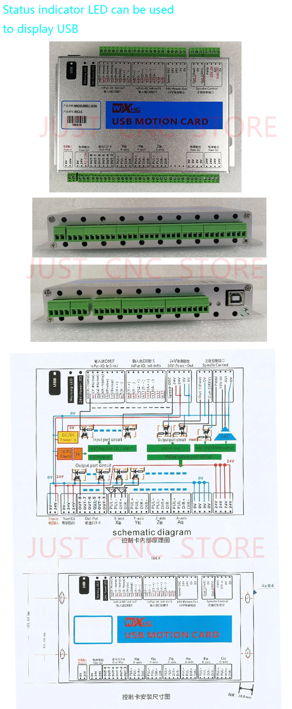CNC Mach3 USB карта движения XHC контроллер Breakout Board 2 МГц Поддержка Win7 регулятор скорости DC pwm