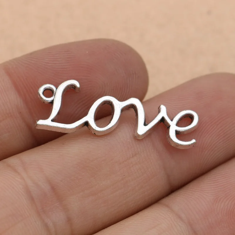 Love Hollow Word Charm подвеска подходит для браслета ожерелье тибетское посеребренное