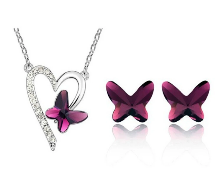 OMH оптовая продажа 18 кт белого золота Австрийские кристаллы в форме сердца Наборы