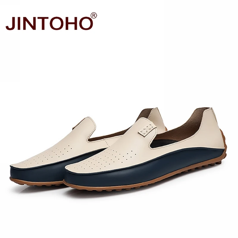 JINTOHO Брендовые мужские повседневные туфли слипоны из натуральной кожи модные