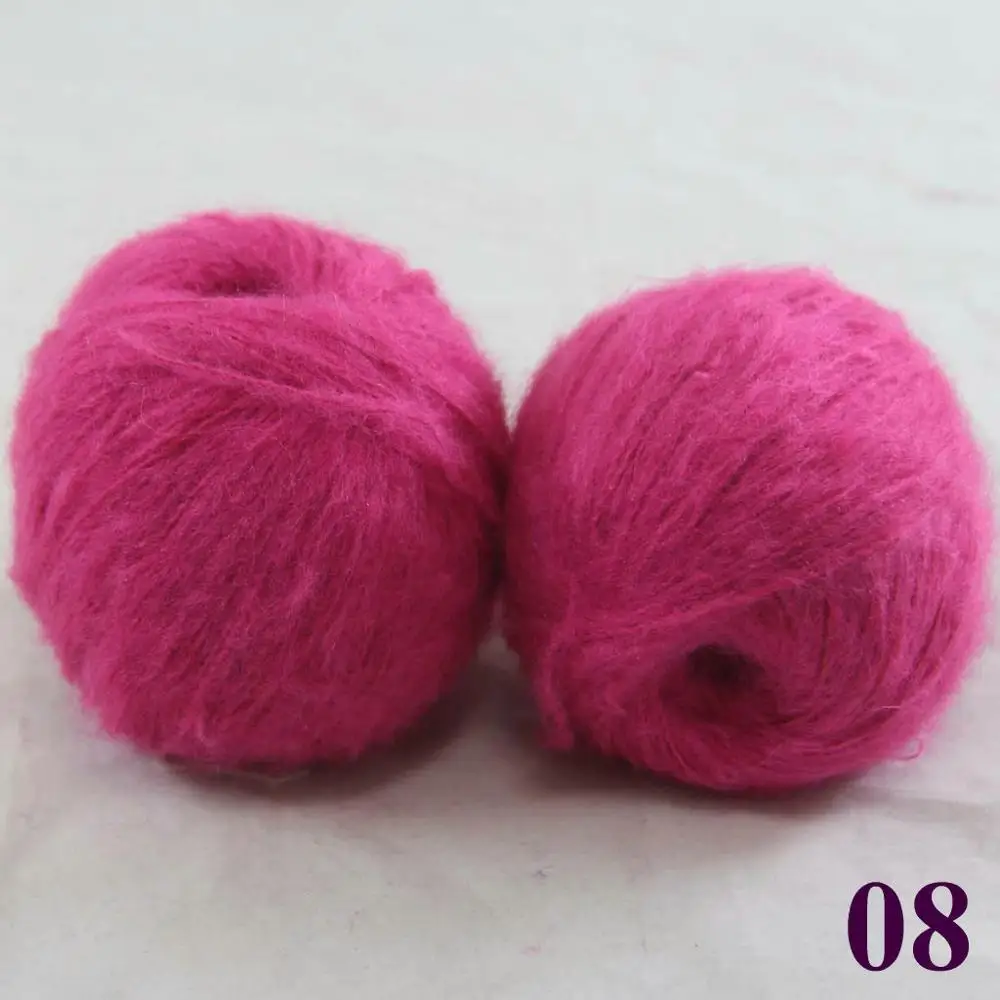 Berry Pink 08 Партия из 2 шариков х 50 г кружево МОХЕР Кашемир Шелк Ручная Пряжа Вязание 290-B - Цвет: Berry Pink 08