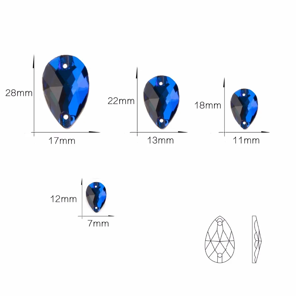 YANRUO 3230 Drop AAAAA качество шитья Кристалл Стразы с плоской задней стороной пришивные