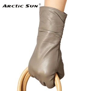 Женские перчатки из натуральной кожи на осень и зиму, бархатные модные трендовые элегантные женские перчатки для вождения из овечьей кожи L010NC