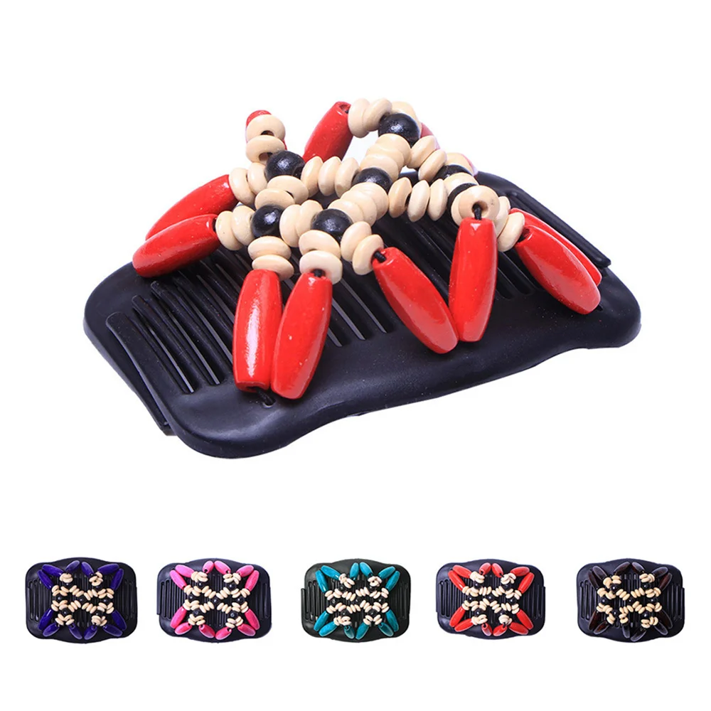 

Lovef 1 Piece Beads Hair Combs Magic Elastic Hair Clips Stretchy Hair Comb Double Clips for Women Girls Hair Accessory