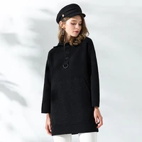 solid solor sweater womens long sleeved hooded 2018 autumn new medium long sleeve coat korean casual hood