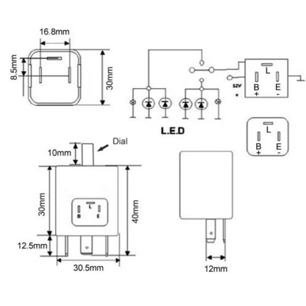 CF13 12 V 3 Pin светодиодный регулируемый автомобильный проблесковый маячок флэш реле