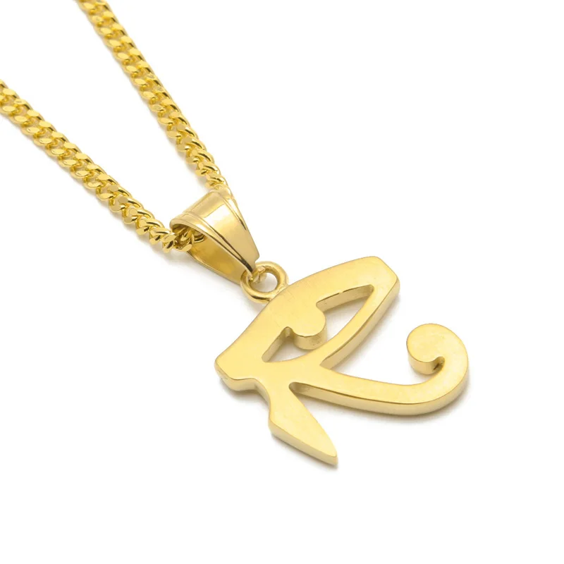 Manerson Stainless Steel Gold color Egyptian Eye of Horus pendant necklace hip hop necklaces for unisex Bling jewelry | Украшения и