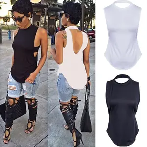 Модный женский летний Свободный Топ без рукавов, повседневные майки, футболка, женские повседневные майки с открытой спиной и вырезами