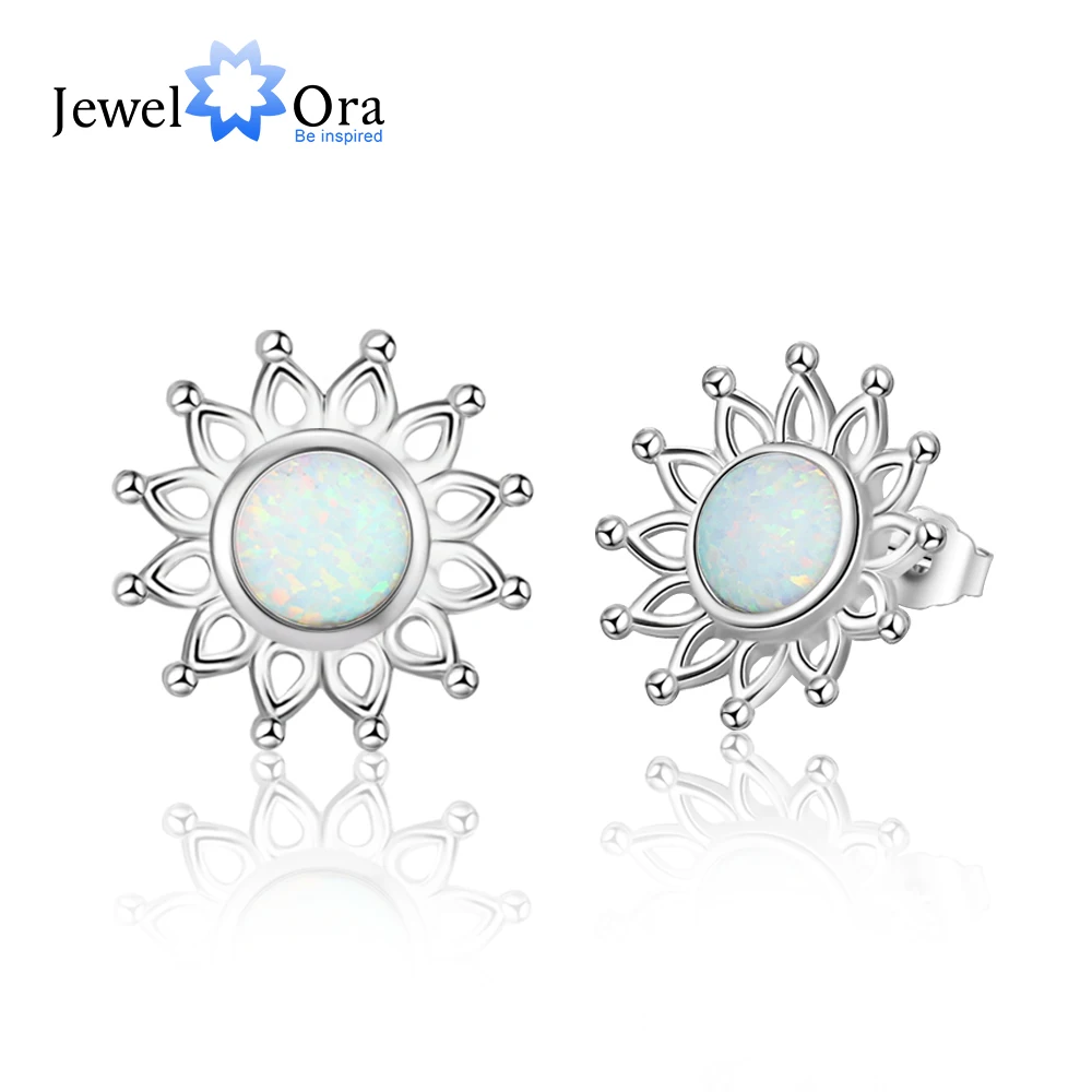 Женские серьги гвоздики из серебра 925 пробы с молочным опалом|Серьги-гвоздики| |