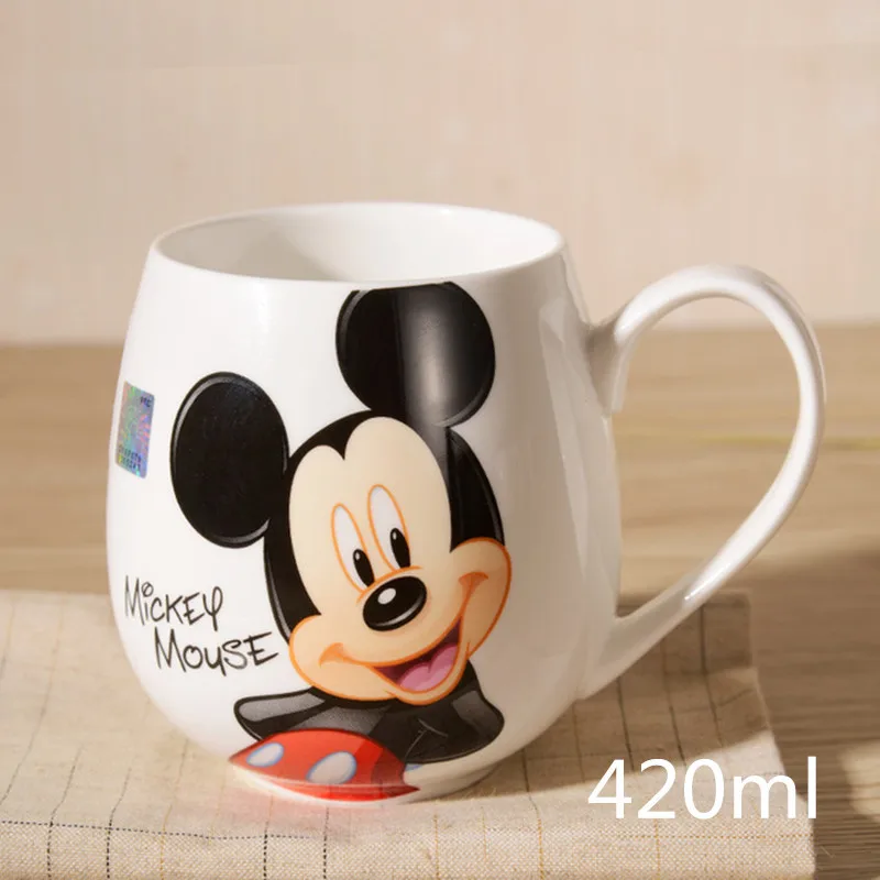 Mickey (420ml) Мультяшная кружка Микки и Минни, керамические чашки для молока, 320 мл/420 мл, креативная Мода для пар, чашка для кофе и воды, милая чашка для завтрака, рождественские подарки - Цвет: Mickey (420ml)