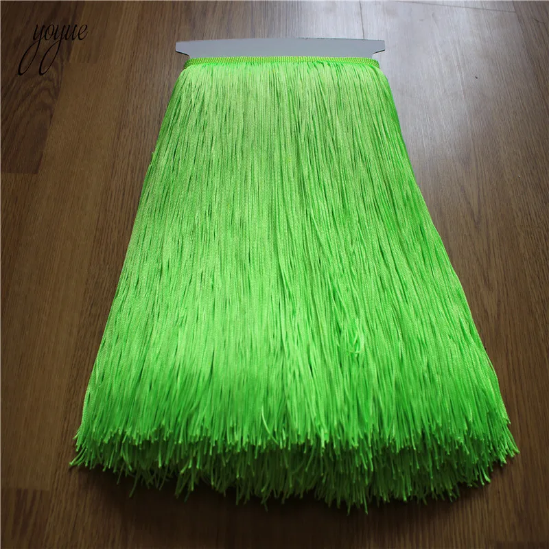 fluorescent green YOYUE 10 ярдов 30 см длинная бахрома кружево кисточка полиэстер кружево отделка Лента пришить латинское платье сценическая одежда занавес DIY аксессуары - Цвет: fluorescent green