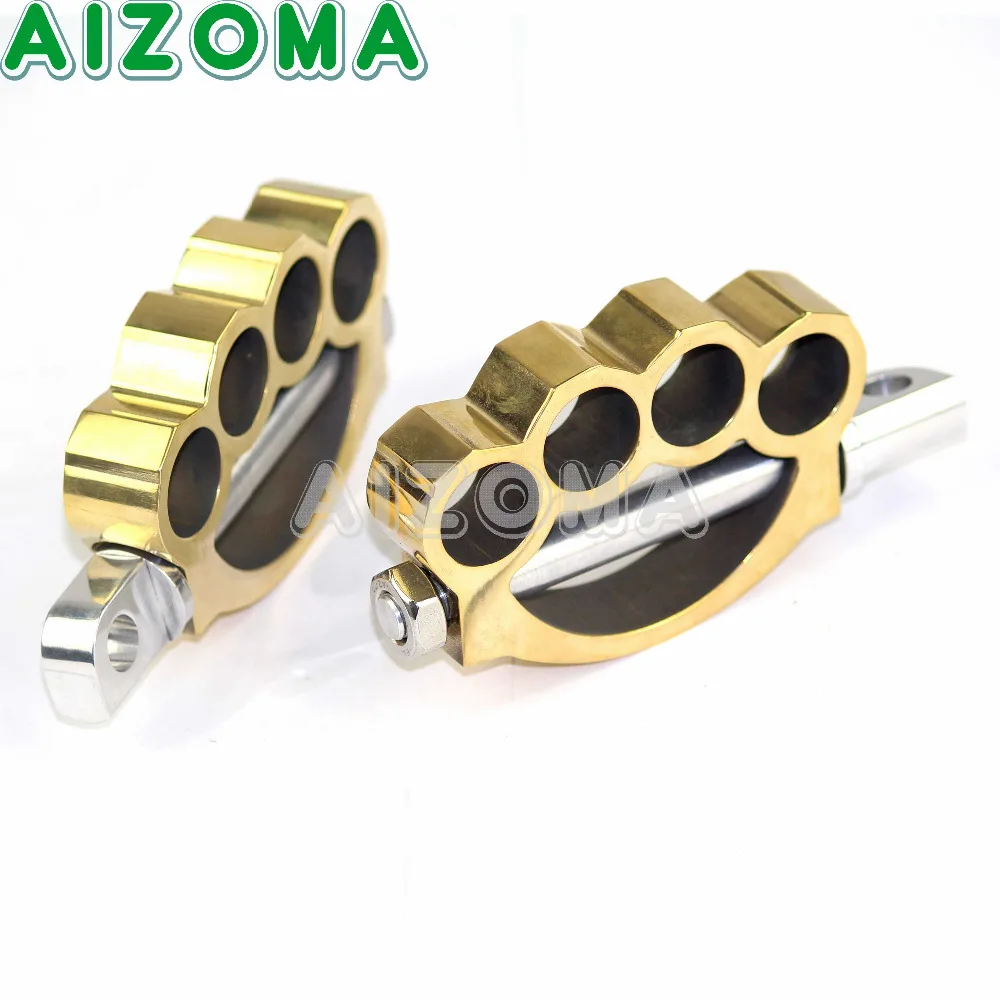 

Brass Motorcycle Footrests Footpeg for Harley Touring Softail Cafe Racer Dyna Bobber Sportster 883 1200 Male Mount Foot Pegs