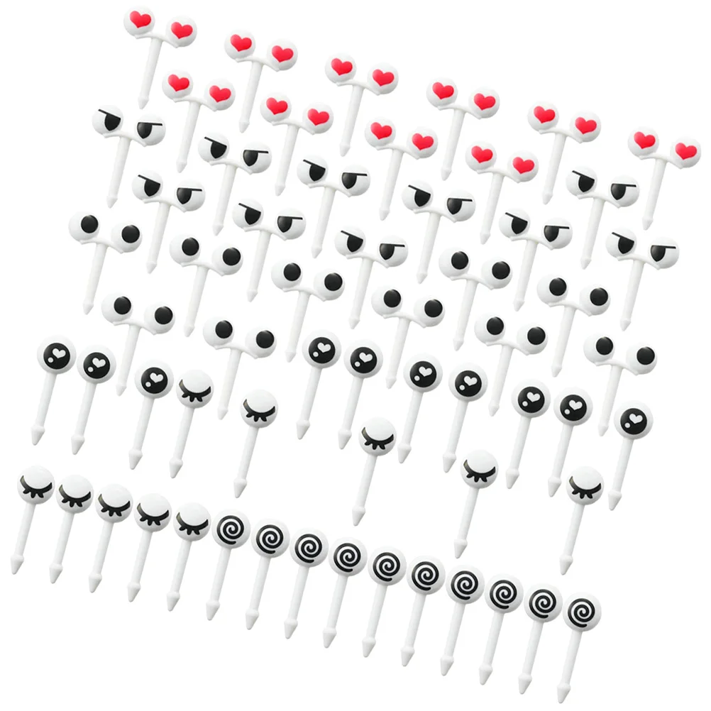 50 шт Ассорти фруктов вилки глаза мультфильм милые многоразовые мини палочки