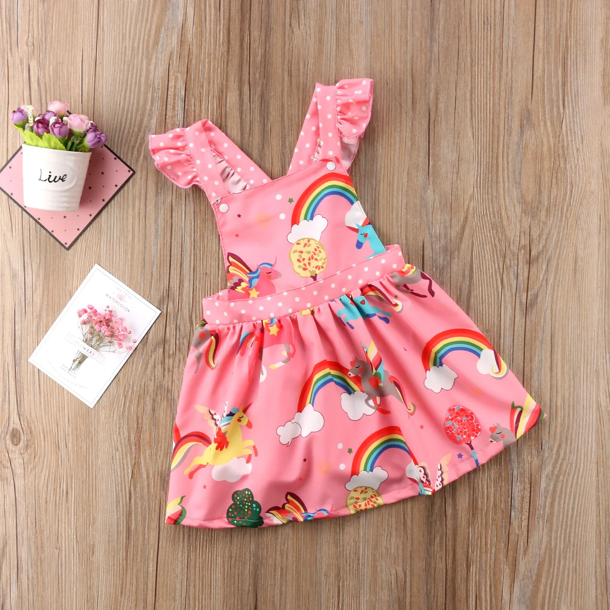2018 new Kids Baby Girls Cartoon Backless Party Pageant Prom Dress Clothes 1-6T fashion sweet print sleeveless cute wild CH | Детская