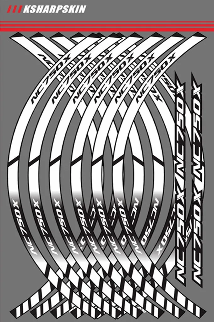 Motorcycle Wheel Rim Decals Wheel Reflective Stickers Stripes For Honda NC750X - Цвет: White