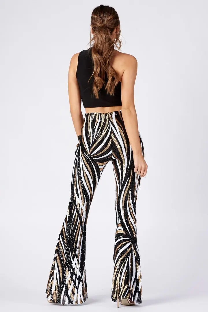 2019 новые летние женские Подиумные Брюки с блестками модные широкие брюки