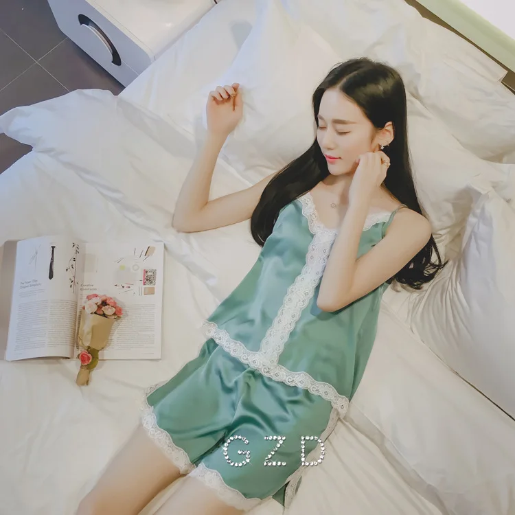 Горячая Мода женские пижамы Лето 2019 Брендовая женская атласная пижама с коротким