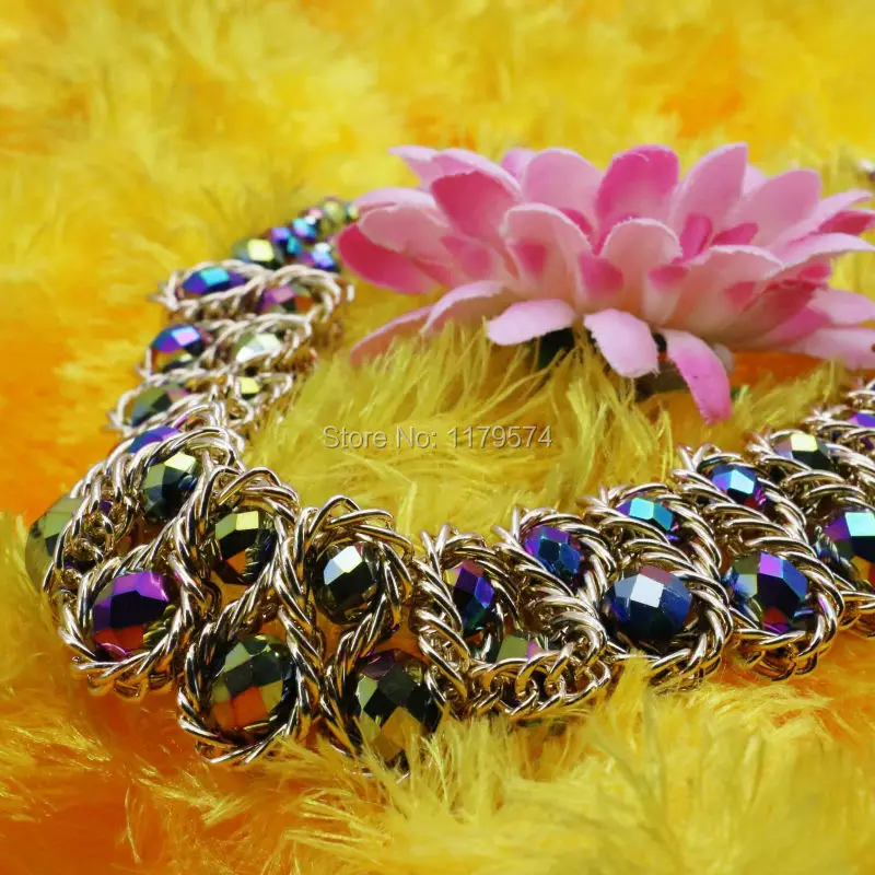 Комплект из колье и серёг с разноцветными кристаллами 18 дюймов | Украшения