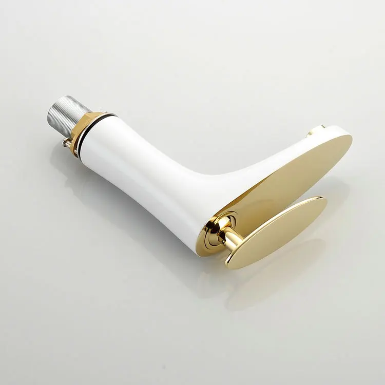 Смесители для умывальника латунь элегантная Золотая белая раковина ванной