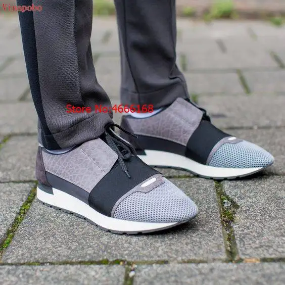 Name Brand New Arrival Man Woman Casual Shoes Flat Fashion Patchwork Leather Mesh Low Cut Lace-up Trainer Runner Outdoors | Обувь
