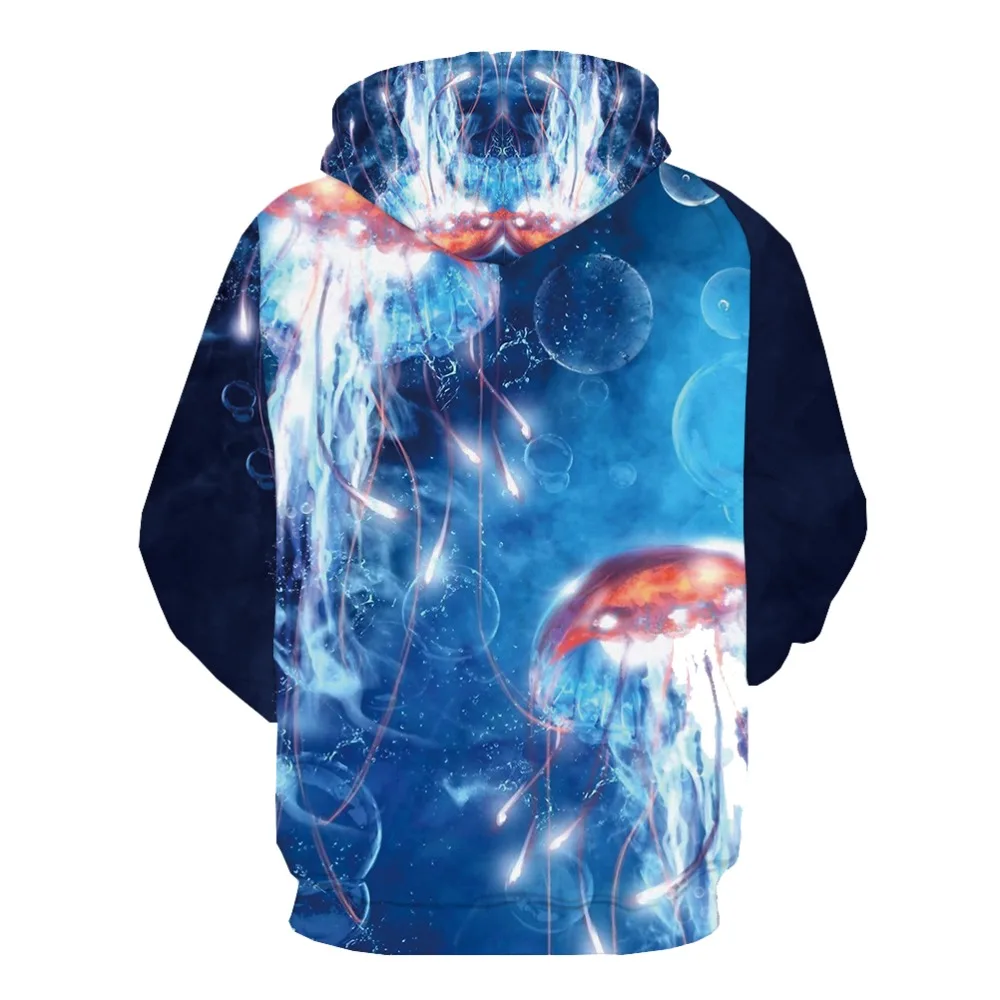 KYKU 3d толстовки мужские Psychedelic толстовка синяя Океаническая Медуза принт
