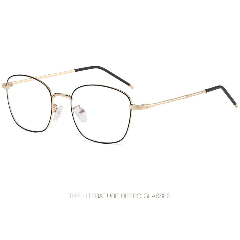 

Full frame exquisite anti-blue goggles metal box trend flat mirror men and women decorative personality glasses frame.