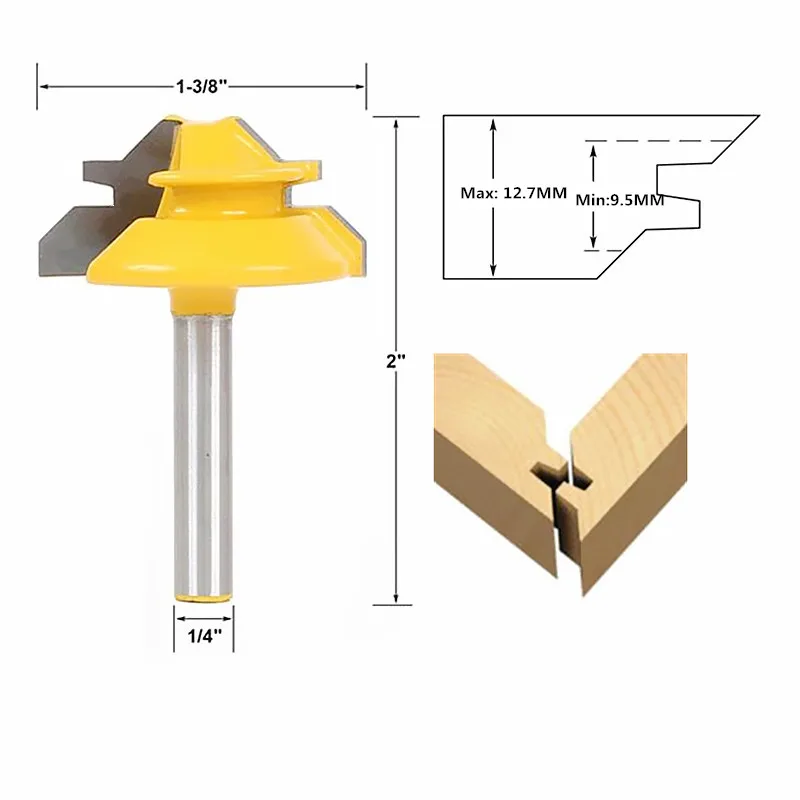 Фреза по дереву 45 градусов фреза нож для панели ручка 1/4 инструмент сверления
