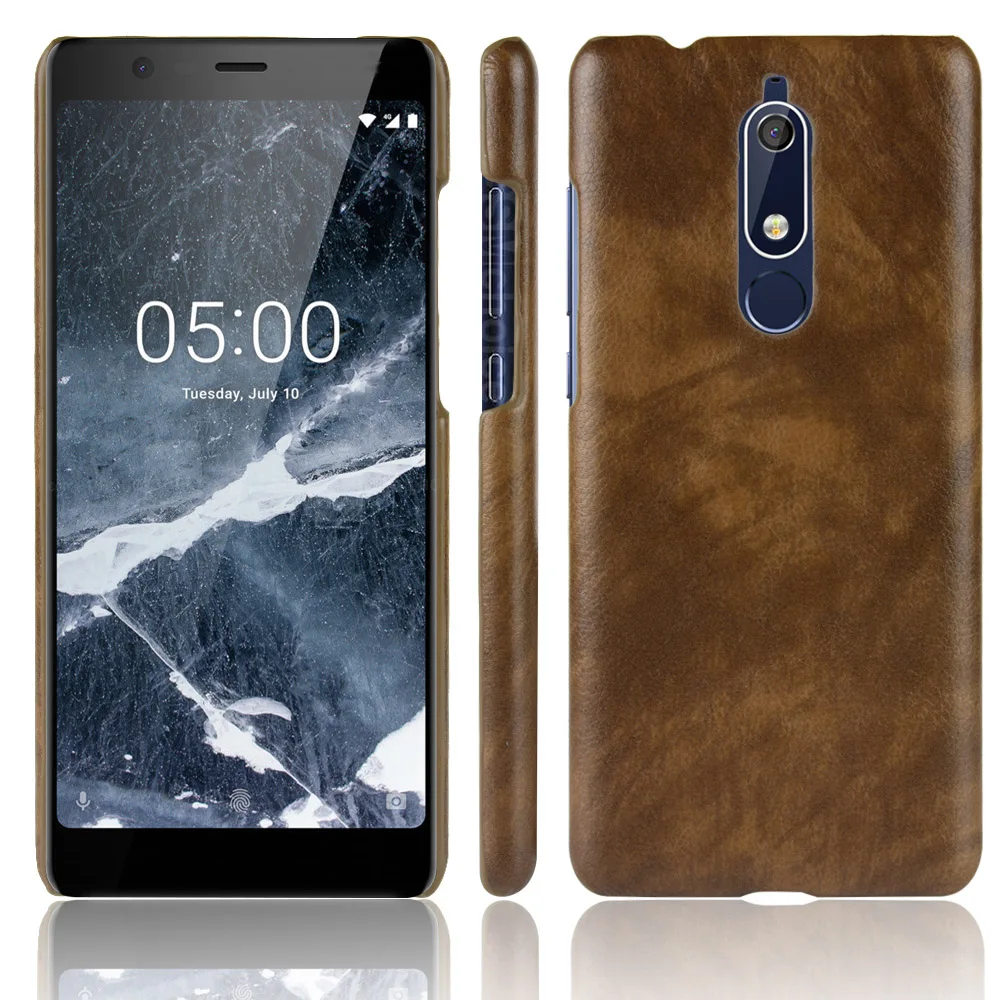 Lichee Pattern Mobile Phone Case For nokia5.1 uxury PU Leather Hard Plastic Back Cover Fundas |