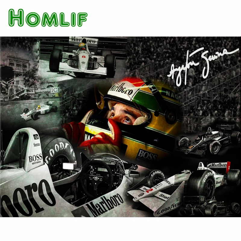 HOMLIF полная Алмазная вышивка 5D для творчества Гонки Senna Silva F1 Racer алмазная живопись