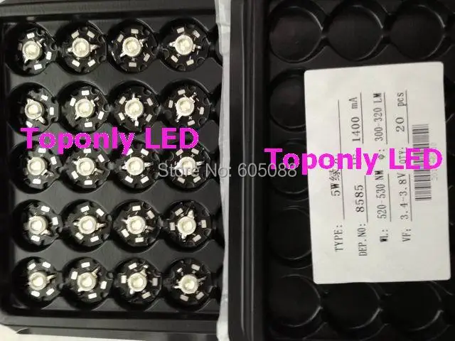 5 Вт 520 530nm зеленый цвет Высокая мощность led освещение бусины с pcb ультра яркая
