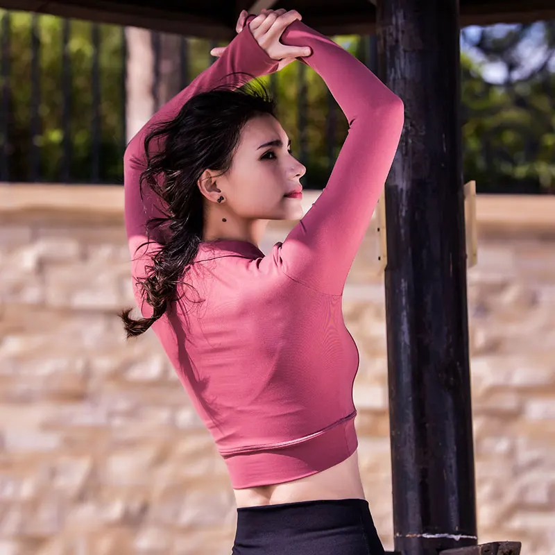 Женские футболки для тренажерного зала топы йоги спортивные рубашки с длинным