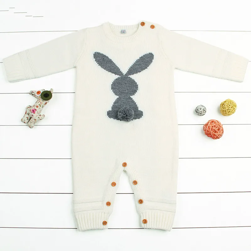 Handmade Knitted Baby Winter Romper Christmas Newborn Boys Girls One Piece Jumpsuits Long Sleeve Infant Crochet Overalls Thermal | Мать и