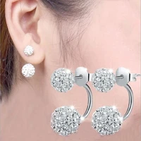 new personality ball dual use female silver plated jewelry temperament crystal simple fashion earrings e221