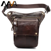 mva leather funny waist packs drop leg bags belt pouch mens motorcycle leg bag genuine leather phone pouch male hip packet 3237