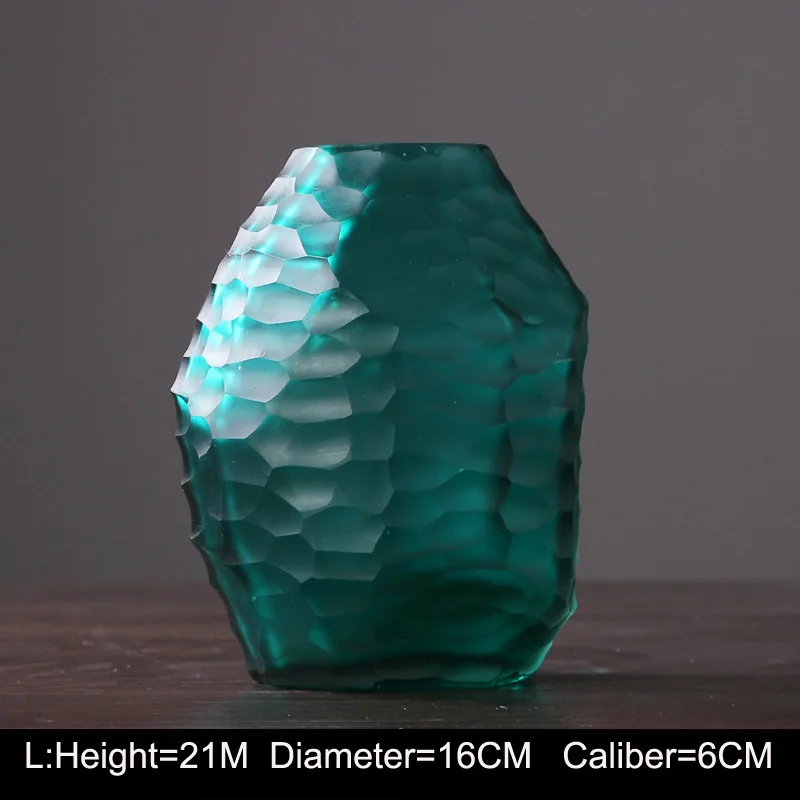 A4 Lake blue L Europe diamond glass vase High-quality Hydroponics dried flowers arrangement Tabletop large vase living room home decoration - Цвет: A4 Lake blue L