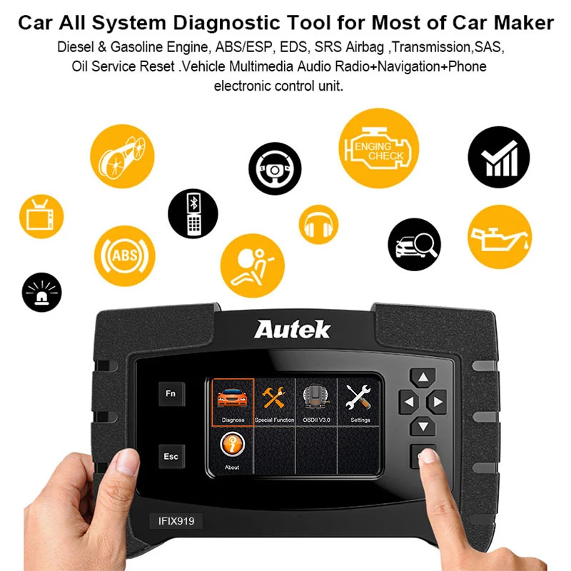 Autek IFIX919 полная система OBD2 сканер ABS кровотечение/обслуживание масла/EPB сброс Авто